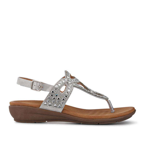 pavers Slingback Toe Post Sandals - Silver