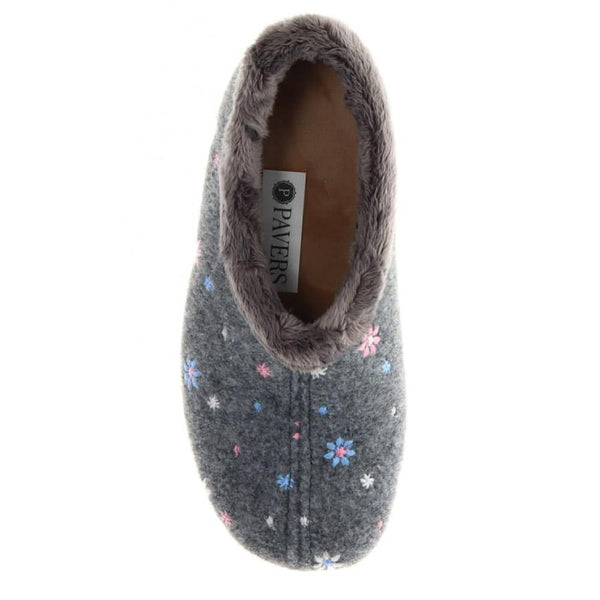 Pavers Slip-On Full Slippers - Grey Floral
