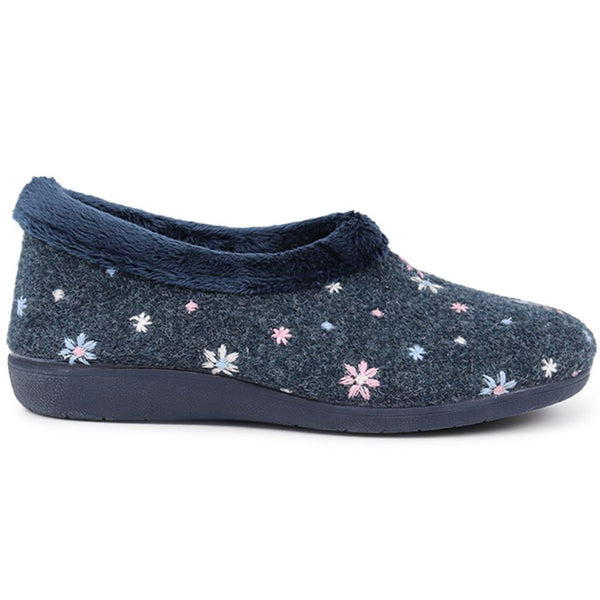 pavers Slip-On Full Slippers - Navy Floral