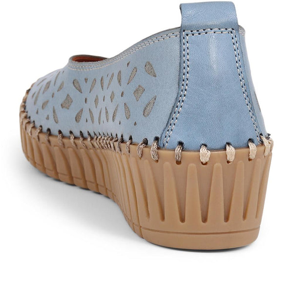 Pavers Slip-On Leather Pumps - Denim