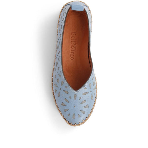 Pavers Slip-On Leather Pumps - Denim