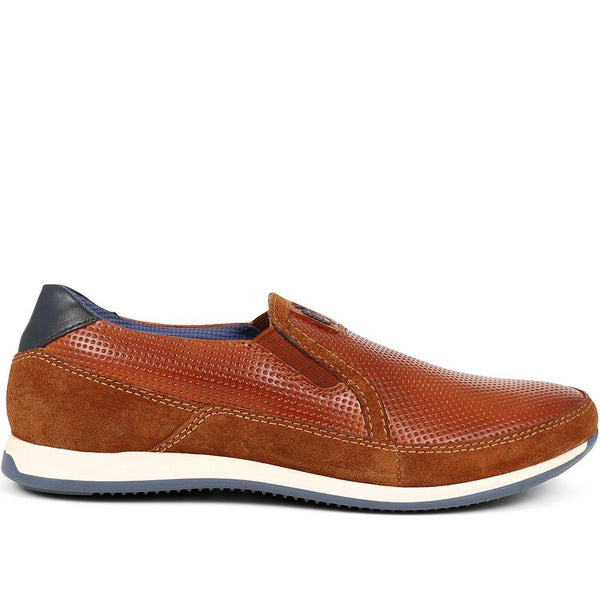pavers Slip-On Leather Trainers - Cognac