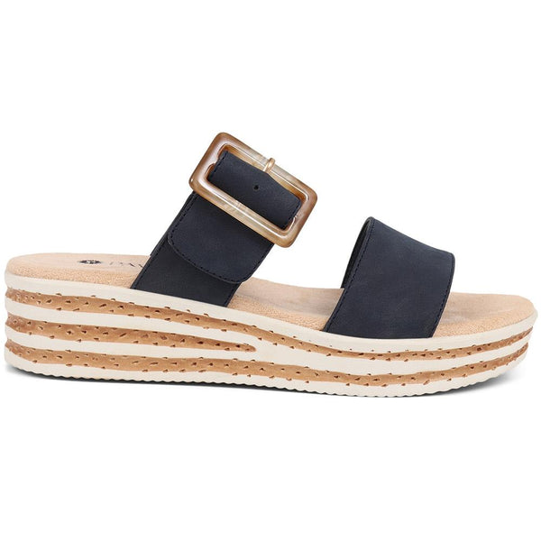 pavers Slip-On Platform Mules - Navy