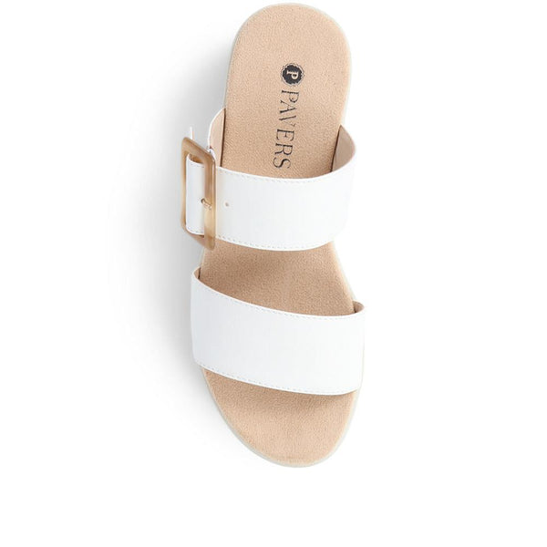Pavers Slip-On Platform Mules - White