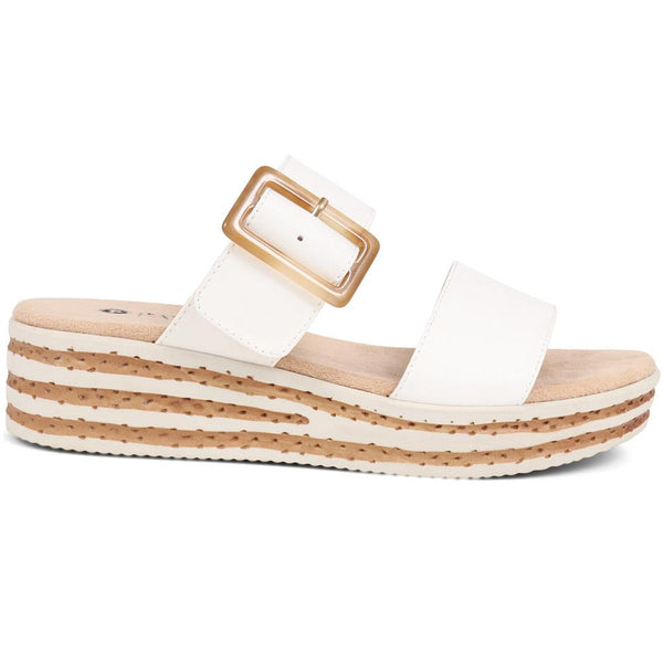 pavers Slip-On Platform Mules - White