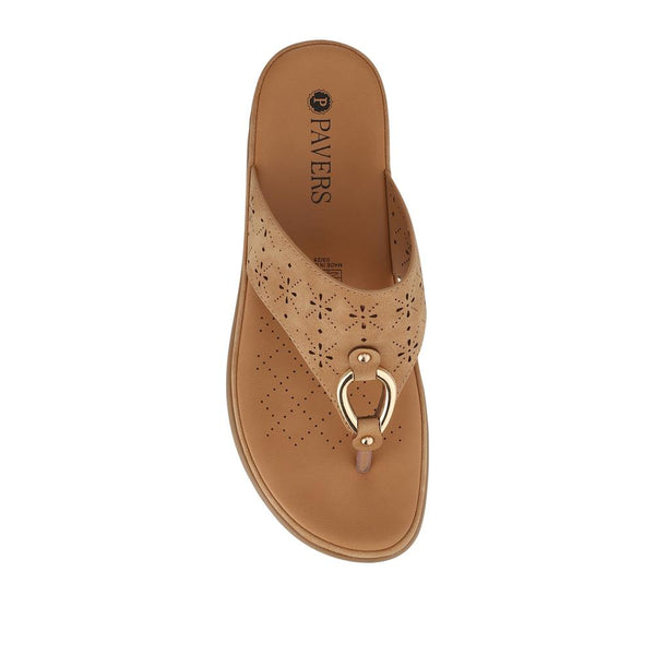Pavers Slip-On Toe Post Sandals - Tan
