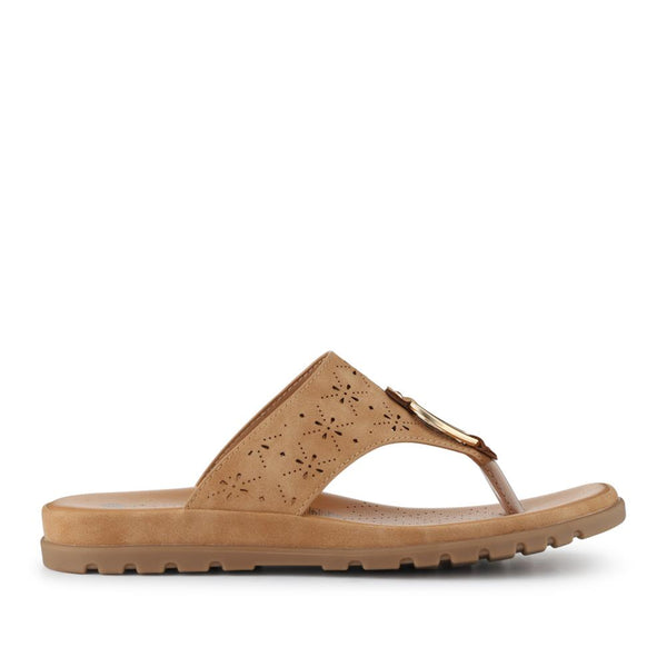 pavers Slip-On Toe Post Sandals - Tan