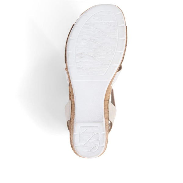 Pavers Slip-On Wedge Heel Sandals - White