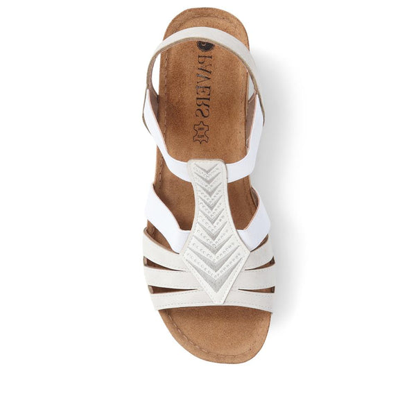 Pavers Slip-On Wedge Heel Sandals - White