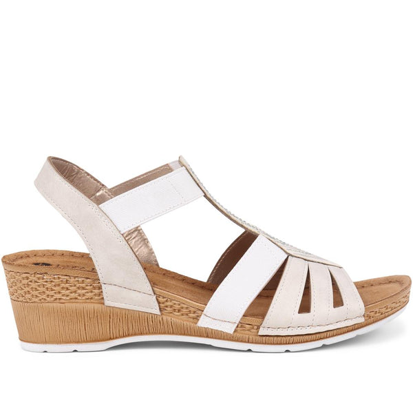 pavers Slip-On Wedge Heel Sandals - White