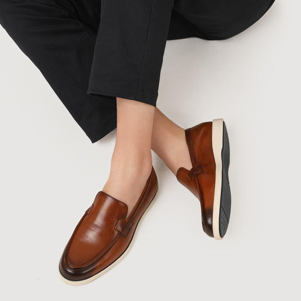 Pavers Smart All-Leather Loafers - Cognac