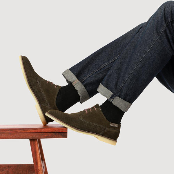 Pavers Smart Leather Desert Shoes - Khaki