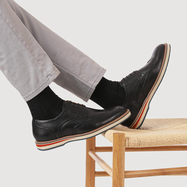 Pavers Smart Leather Lace-Up Shoes - Black