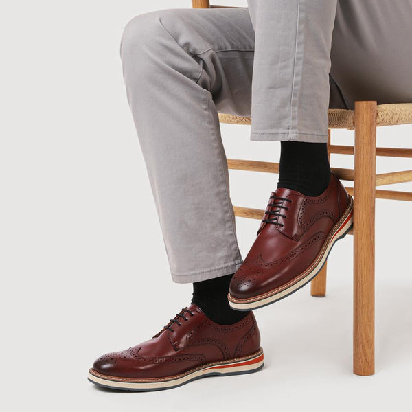 Pavers Smart Leather Lace-Up Shoes - Bordeaux