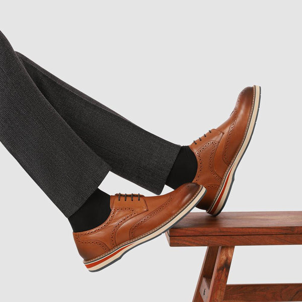 Pavers Smart Leather Lace-Up Shoes - Tan