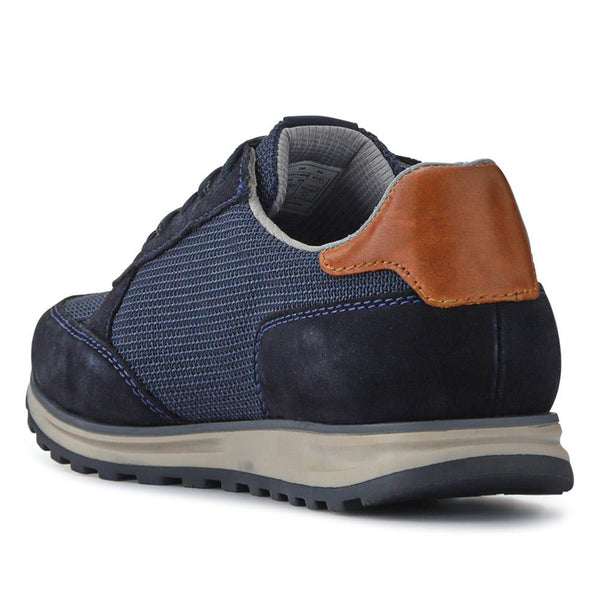 Pavers Smart Leather Lace-Up Trainers - Navy