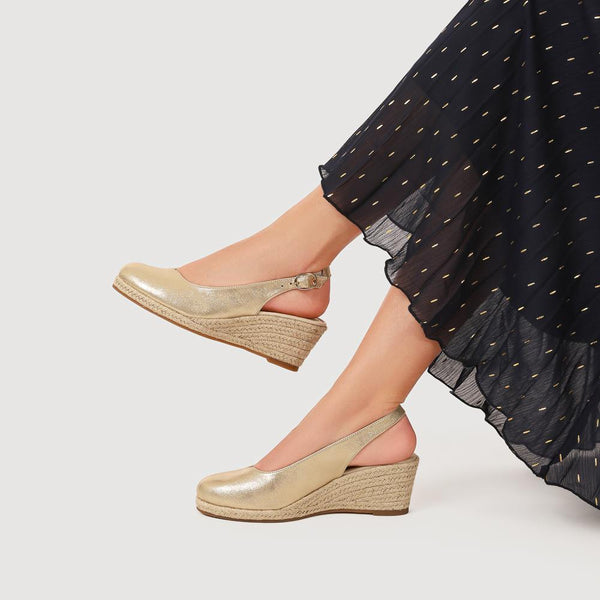 Pavers Smart Slingback Espadrilles - Gold