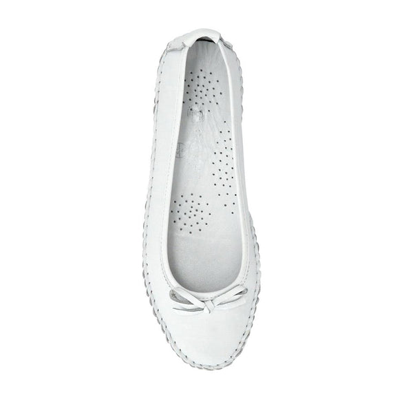 Pavers Stitched Leather Pumps - White