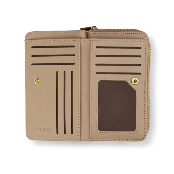 pavers Stitched Zip-Up Purse - Beige