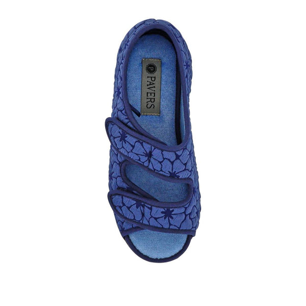 Pavers Strapped Memory Foam Slippers - Navy