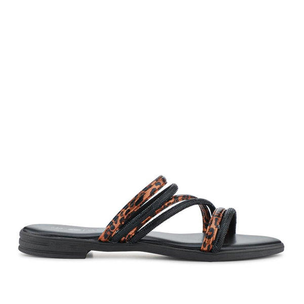 pavers Strappy Cushioned Mules - Black Leopard