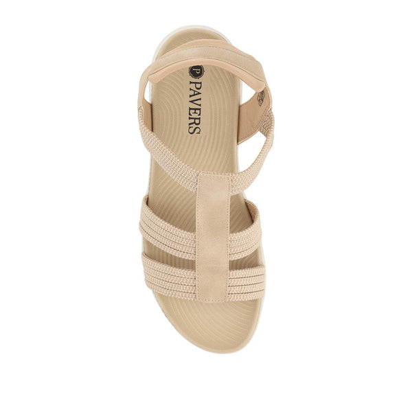 Pavers Strappy Elasticated Slip-On Sandals - Beige