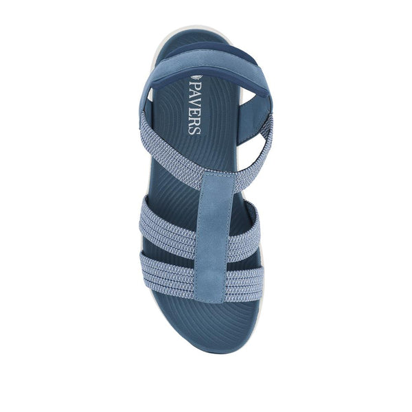 Pavers Strappy Elasticated Slip-On Sandals - Navy