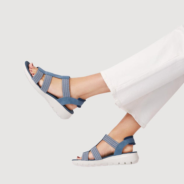 Pavers Strappy Elasticated Slip-On Sandals - Navy