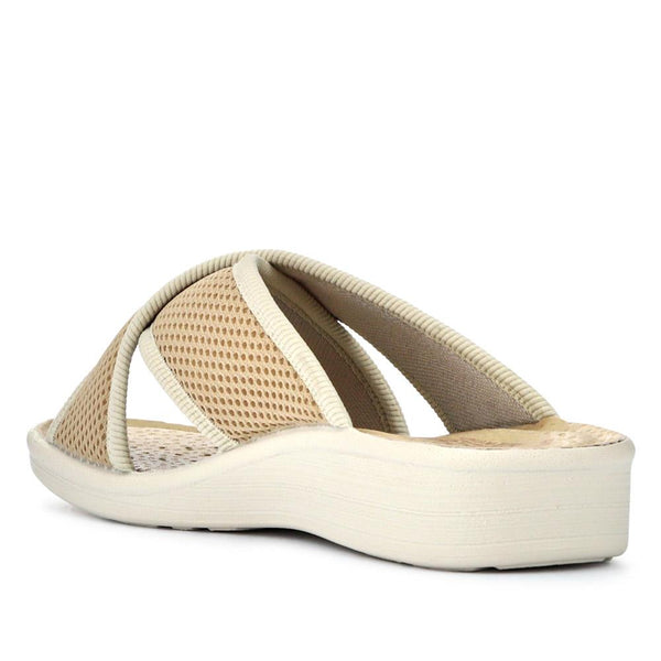 Pavers Strappy Leather Self-Moulding Mules - Beige