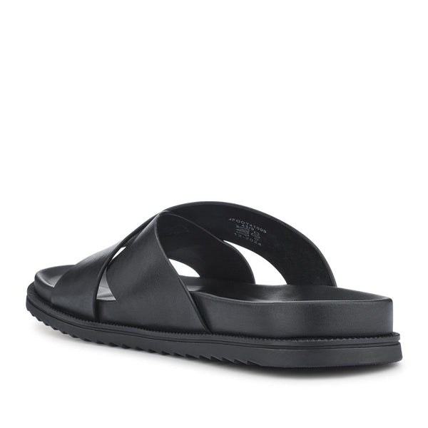 Pavers Strappy Leather Slides - Black