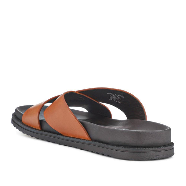 Pavers Strappy Leather Slides - Tan