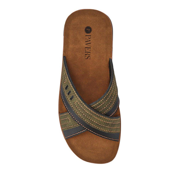 Pavers Strappy Mule Sandals - Khaki