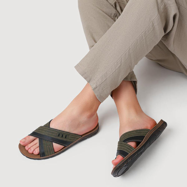 Pavers Strappy Mule Sandals - Khaki