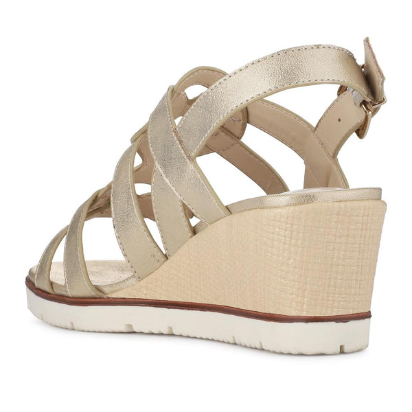 Pavers Strappy Wedge-Heeled Espadrilles - Gold