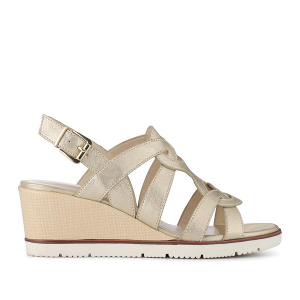 pavers Strappy Wedge-Heeled Espadrilles - Gold