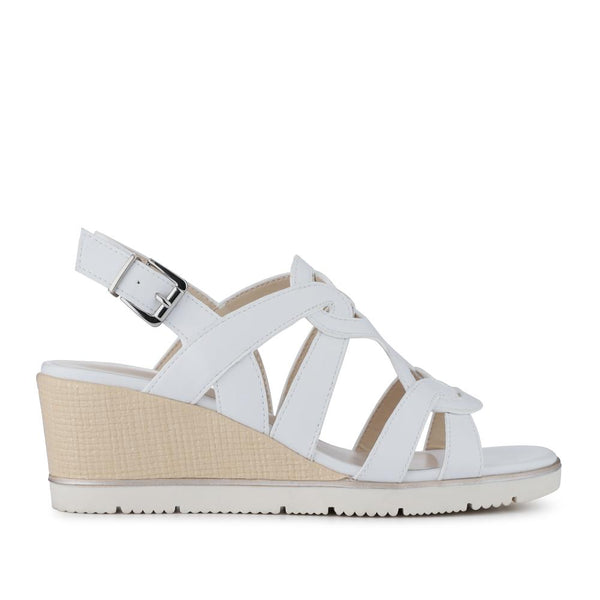 pavers Strappy Wedge-Heeled Espadrilles - White