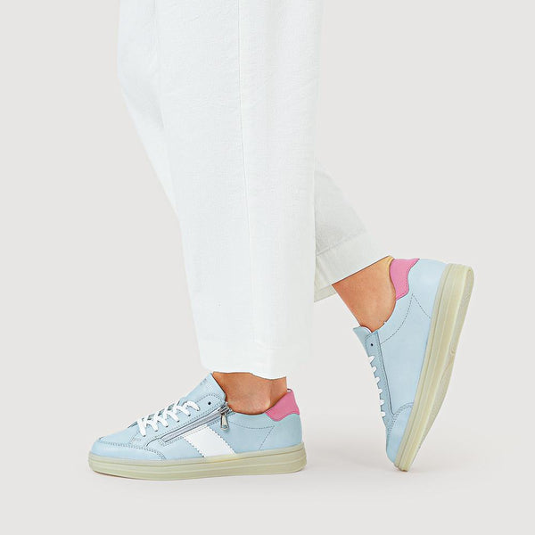 Pavers Striped Leather Trainers - Blue