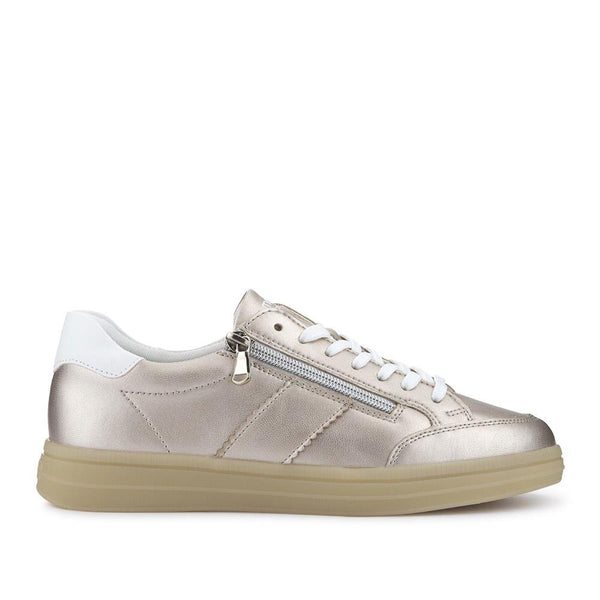 pavers Striped Leather Trainers - Metallic