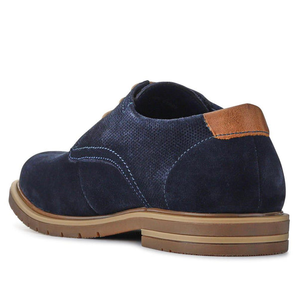 Pavers Suede Leather Lace-Up Shoes - Navy