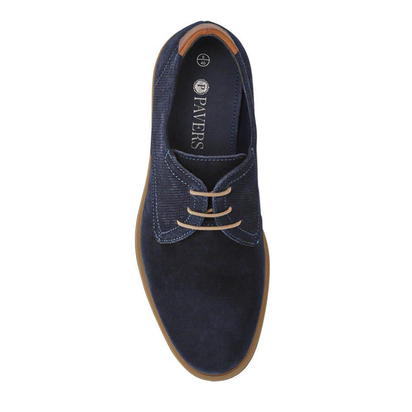 Pavers Suede Leather Lace-Up Shoes - Navy