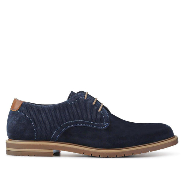 pavers Suede Leather Lace-Up Shoes - Navy
