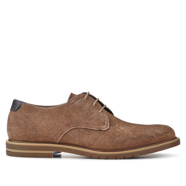 pavers Suede Leather Lace-Up Shoes - Taupe