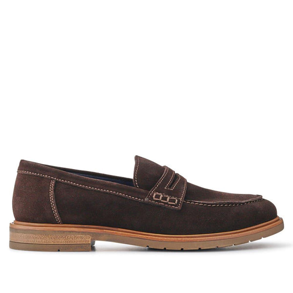 pavers Suede Leather Penny Loafers - Brown