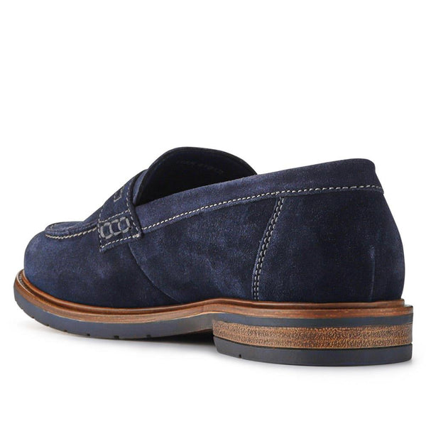 Pavers Suede Leather Penny Loafers - Navy