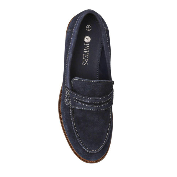 Pavers Suede Leather Penny Loafers - Navy