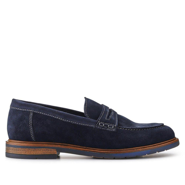 pavers Suede Leather Penny Loafers - Navy