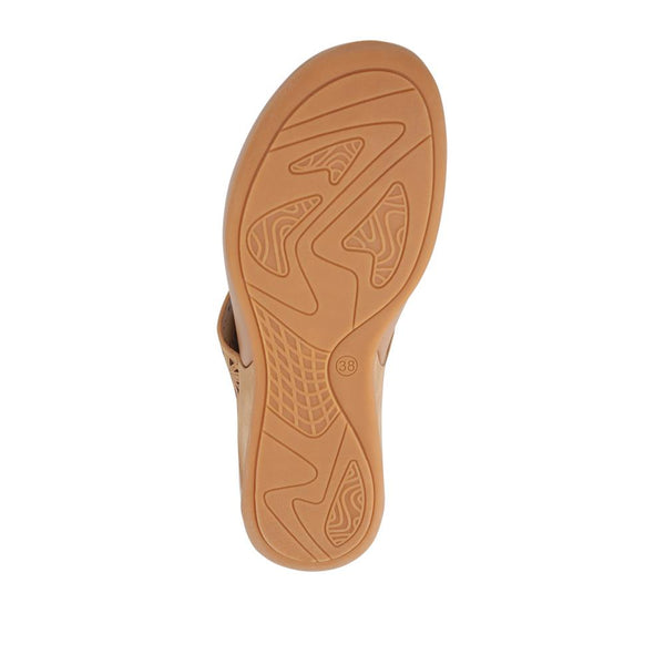 Pavers Tall-Heeled Toe-Post Sandals - Camel