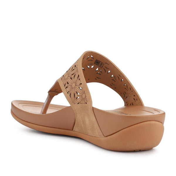 pavers Tall-Heeled Toe-Post Sandals - Camel