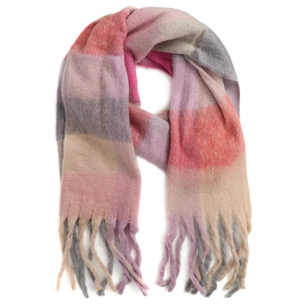 pavers Textured Checked Scarf - Pink Multi