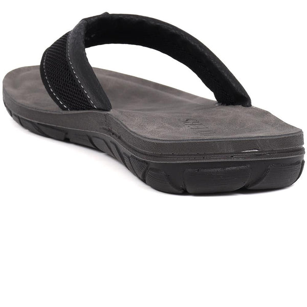 Pavers Toe-Post Flat Sandals - Black